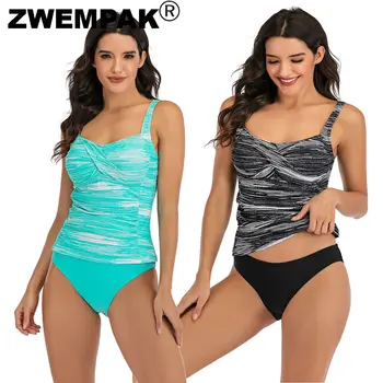 Tankini maudymosi moterys,2020 m. vasarą retro tankinis nustatyti,dryžuotas atspausdinta dviejų dalių maudymosi kostiumėlis,maudymosi kostiumėliai moterims tankini plius dydis