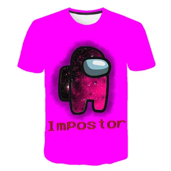 Tarp Mūsų Cool 3d Marškinėliai Vasarą Madingi trumpomis Rankovėmis O-Neck Tee Viršūnes Vaikų Žaidimo Harajuku T-Shirts Vaikas Berniukų Drabužiai Homme