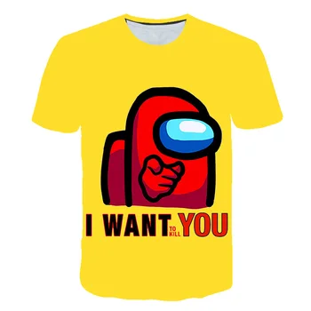Tarp Mūsų Cool 3d Marškinėliai Vasarą Madingi trumpomis Rankovėmis O-Neck Tee Viršūnes Vaikų Žaidimo Harajuku T-Shirts Vaikas Berniukų Drabužiai Homme