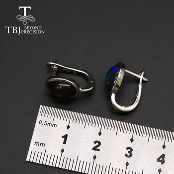 Tbj,Natūralus Juodas opalas užsegimas auskarai ovalo supjaustyti 7*9 mm 3.5 ct brangakmenio papuošalai 925 sterlingas sidabro bauda papuošalai owmen mama, dovana