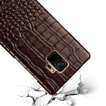Telefono dėklas Samsung Galaxy S9 Plus S6 S7 Krašto S8 J5 J7 A5 A7 A8 2017 Pastaba 8 9 Krokodilas Tekstūros Natūralios karvės odos Galinį Dangtelį