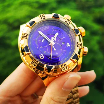 TEMEITE Top Brand Prabangių Verslo Žiūrėti Vyrų Kvarcinis Laikrodis Nerūdijančio Plieno Dirželis Kalendorius Blue Dial Negabaritinių Karinės Laikrodis