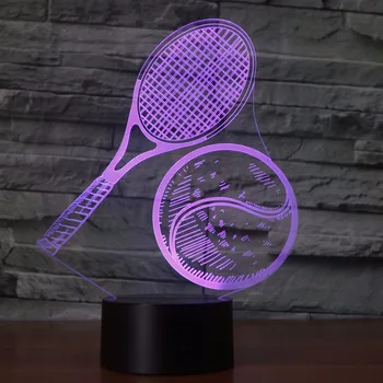 Teniso 3D Modeliavimo Naktį Šviesa 7 Spalvų Keitimas USB Stalo Lempa Teniso Gerbėjai LED Namų Dekoro Miego Luminaria Šviesos Rungtynių Dovanos