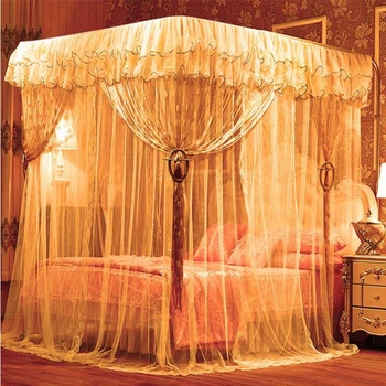 Tinkleliai nuo vabzdžių vasarą U-formos rėmeliai nerūdijančio plieno laikiklis lova, uždangos dukart sluoksnių dekoratyvinės lovos baldakimu užskaitos su rėmeliais