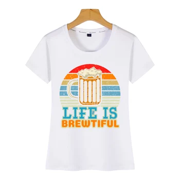 Topai Marškinėliai Moterims brewtiful juokinga alaus saulės pobūdžio apynių dovana Hip-Hop Derliaus Užsakymą Moterų Marškinėlius