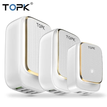 TOPK LED Lempa Auto-ID Mobiliojo Telefono Įkroviklis Multi-Port ES ir JAV Prijunkite USB Kroviklis 2 3 4 USB Tarvel Sieninis Įkroviklis Adapteris, Skirtas 
