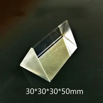 Trikampio formos vaivorykštinis prizmių stiklas 30 * 30 * 30 * 50mm optinio stiklo lygiakraščio refrakcija prizmę spektro stebėjimo vaivorykštė