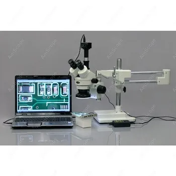 Trinokulinis Stereo Mikroskopas--AmScope Prekių 7X-90X Trinokulinis Stereo Mikroskopas su 4-Zona, 144-LED Šviesos Žiedas