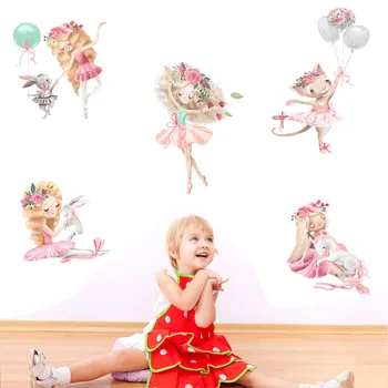 Triušis balionas baleto mergina sienų lipdukai kambarį dekoravimas sienų lipdukai vaikams, vaikų kambarys Vinilo tapetai, lipdukai