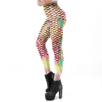 [Tu Mano Paslaptis] Naujas Vasaros Vandenyno Undinė Blizgučiai Moterų Antblauzdžiai Žuvų Svarstyklės Rožinė 3D Spausdinimo Leggins Sporto Kelnės Moteris