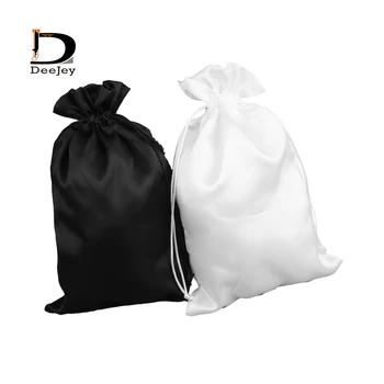 Tuščias raišteliu poliesterio, satino, šilko maišelį, baltas juodas 18x30cm gryno plaukų, arba šalies, už laikymo dovanų maišeliai