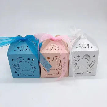 Tuščiaviduriai Dramblys dizaino Baby Shower Dovanos Saldainių Dėžutės Sausainių Pakuotės, Dėžutės Partija Pasisako Dragees Langelį Gimtadienio