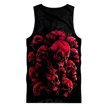 UJWI vyriški Laisvalaikio Tanktop Spausdinti Raudona Kaukoles 3D marškinėliai (be Rankovių) Harajuku Vyras Hiphop Streetwear Rankovių Undershirt Vest Plius Dydis 5XL