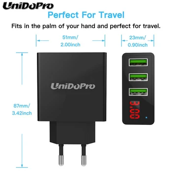 Unidopro 3-Port USB ES Prijunkite KINTAMOSIOS srovės Kroviklis LG G Mygtukai F 8.0 V495 V480 GPad X VK815 V500 2.4 Kelionės Chargeur w/ LED Ekranas