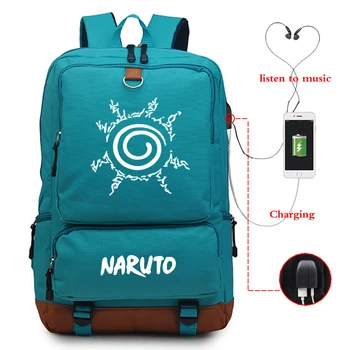 Unisex Naruto Spausdinimo USB Įkrovimo Bookbag Juokinga, Kuprinės, Berniukų/Mergaičių Kolegijos Studentų Kuprinę Paauglio Kasdien Didelis Krepšys Pack