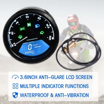 Universalus Motociklas LCD Skaitmeninis Spidometras LED Tachometras, Odometras Vandeniui Alyvos Matuoklis Mutil funkcinė Elektronika Motociklas