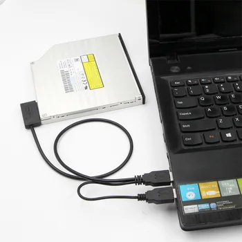 USB 2.0 į Slimline SATA 7 + 6 13Pin Adapterio Kabeliu su Išorės USB2.0 Maitinimo Notebook Nešiojamas CD-ROM, DVD-ROM NELYGINIS