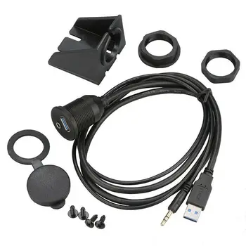 USB 3.0 & 3,5 mm Automobilį Kalno Pylimas, Kabelis, 3.5 mm + USB3.0 AUX Pratęsimo Dash Skydelis Vandeniui Prijungti Kabelį Automobilio, laivo ir Motociklo