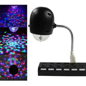 USB Powered 4W RGB Mini Magic Ball Spalvinga Sukasi Automobilių Žibintai Lazerinis Projektorius Lempos, LED Scenos Apšvietimas Šalies Baras