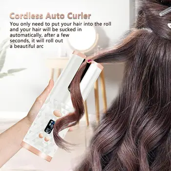 USB Recharger Auto Crimper Plaukų Dvejoti su LCD Belaidžiu Automatinė Hair Curler Nešiojamieji Elektriniai Plaukų Formavimo Lazdelė Akmenslydis Geležies