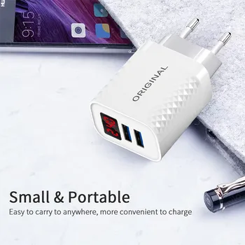 USB Įkroviklį, Skaitmeninis Displėjus, Greito Įkrovimo Sienos Nešiojamų 2.4 iphone 12 Pro Max 11 8 plius 