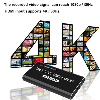 USB2.0 HDMI 4K30Hz Filmavimo HDMI USB USB-C, HDMI Vaizdo įrašymo Plokštę Dongle Žaidimas Streaming Live Stream Transliacijos