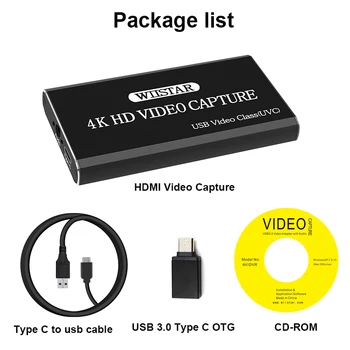 USB2.0 HDMI 4K30Hz Filmavimo HDMI USB USB-C, HDMI Vaizdo įrašymo Plokštę Dongle Žaidimas Streaming Live Stream Transliacijos