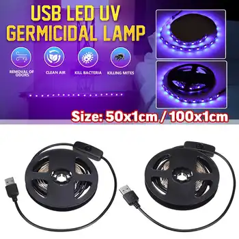 UV LED Šviesos Juostelės 5V SMD 5050 50cm/100cm 30/60LEDs Lankstus USB Ultravioletinės Šviesos Juostelės Vandeniui