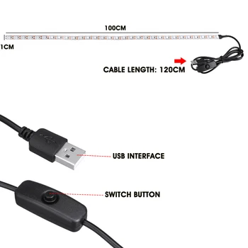 UV LED Šviesos Juostelės 5V SMD 5050 50cm/100cm 30/60LEDs Lankstus USB Ultravioletinės Šviesos Juostelės Vandeniui