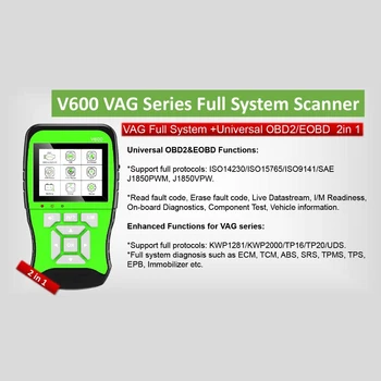 V600 VAG SCANNER Visas sistemos Diagnostika VW/Audi/Skoda/Seat/Bentley/lamborghini/Bugatti
