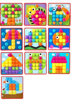 Vaikai 3D Dėlionės, Žaislų Spalvotų Mygtukų Montavimas Grybai Nagai Rinkinys Kūdikių Kūrybos Mozaika Paveikslų Dėlionės Valdybos Švietimo Žaislai