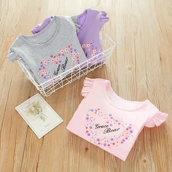 Vaikai Drabužių Medvilnės ilgomis Rankovėmis Mergina T-shirt 2020 m. Rudenį Naujų Basic Marškinėliai Kūdikių Raidžių Viršų Mados O-Kaklo Vaikų Drabužiai