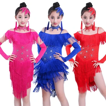 Vaikai lotynų Šokių Suknelės Mergaitėms Pakraštyje Suknelė Kutas Salsa China Etape Sportinių Rezultatų Šokių Praktikos Drabužiai
