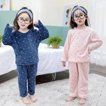 Vaikai Pižama Vaikų Rinkiniai Šiltas Pliušinis Viršuje + Kelnės Sleepwear Vaikų Homewear Pižama Berniukui, Mergina Pižamos naktiniai drabužiai Vaikams