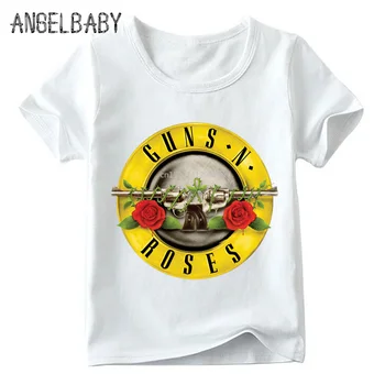 Vaikai Rock Band Gun N Roses, Print T shirt Vasaros Vaikų Hip-Hop Muzikos Topai Kūdikių Berniukų/Mergaičių Kaukolė Drabužiai