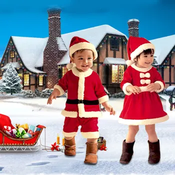Vaikas Berniukų, Mergaičių, Kalėdos, Kalėdų Senelis Dress Nustatyti, Apranga, Kostiumas Kalėdos Kūdikių Bamblys Vaikų H9