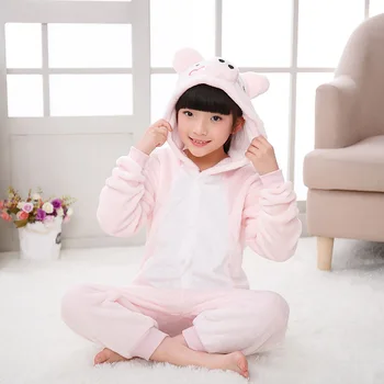 Vaikas Suaugusių Kiaulių Kigurumi Onesie Moterų Gyvūnų Kostiumas Išgalvotas Minkštas Anime Cosplay Sleepwear Vaikas, Berniukas, Mergaitė Žiemą Jumpsuit