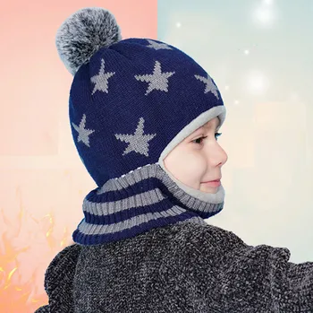 Vaikiška Kepurė Šalikas Vaikams 2-7 metų amžiaus Berniukai Mergaitė Žiemos Mados Mielas Animacinių filmų, Animacinių filmų Žvaigždė Pompon Šiltas Mezgimo Nėrimo Beanie Skrybėlių Kostiumas