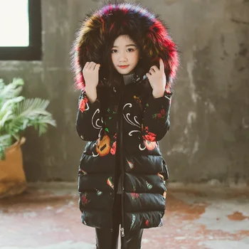 Vaikiškų drabužių Mergaičių Žiemos Kailio Kailinių Mada Vaikams gobtuvu striukė šilta pūkinė striukė Kailis mergina Viršutiniai drabužiai Vaikams, paltai mergaitėms