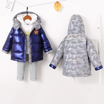 Vaikų striukė su gobtuvu žiemą šiltas tirštėti nešioti ant abiejų pusių, darbo drabužiai vaikams, vaikams, striukės mergaitėms bamblys berniukų paltai