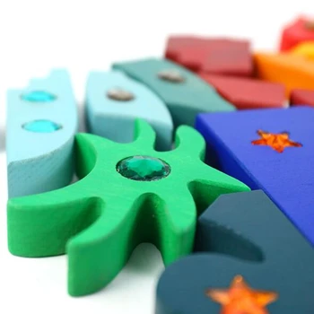Vaivorykštė Stacker Mediniai Žaislai, Mediniai Blokai Kūrybos Montavimas Spalvų Tėvų-vaikų Montessori Švietimo Žaislas
