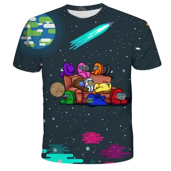 Vaizdo Žaidimų Tarp Mūsų T-Shirt Vaikams, Vaikiška Streetwear 3D Animaciją Anime marškinėliai Impostor Berniukų Drabužius, 4-14Y Vasaros Top Tee