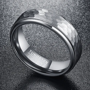VAKKI Mens Žiedas 8MM Pločio 2.3 MM Storio Apvalios Šešiakampe Modelis Volframo Plieno Žiedai Vyrams Vestuvinis Žiedas Papuošalai