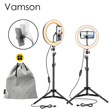 Vamson 10 colių Selfie Žiedas Šviesos Pritemdomi LED Žiedo Lempos Foto Video Kamera Telefoną Šviesos ringlight Live 