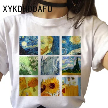 Van Gogh Marškinėliai Moterims Naujos Mados, Meno, Grafinio Marškinėlius Ulzzang Estetinės Moterų Drabužiai Atsitiktinis Grunge Estetinės marškinėliai Tee Viršų
