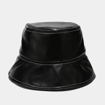 Variklio dangčio PU odos Atsitiktinis Flat top juoda kibiro kepurę moterų Žiemos prabanga veiduką kailio pledas dizaineris skrybėlę varlė hip-hop ponios kepurės