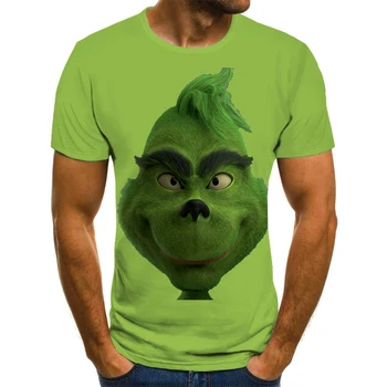 Vasaros 3d Spausdinimo Filmą Žalia Grinch T-shirt Vyrams Ir Moterims, Laisvalaikio Ir Pramogų Kalėdų Modelis Viršų