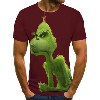 Vasaros 3d Spausdinimo Filmą Žalia Grinch T-shirt Vyrams Ir Moterims, Laisvalaikio Ir Pramogų Kalėdų Modelis Viršų