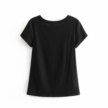 Vasaros elegantiškos moterys O-kaklo medvilnės laiškas spausdinti apkarpyti viršūnes bohemijos t-shirt ladies trumpas rankovės boho marškinėliai, negabaritinių