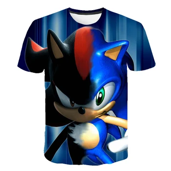 Vasaros Vaikų marškinėliai Ežys Sonic Trumpas Rankovės Viršuje Animacinių filmų T-shirt 4-14 Metų amžiaus Streetwear